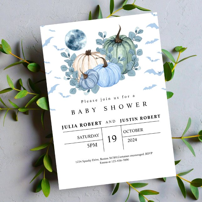 modern, höstblåpumpad babybabydusch inbjudningar (Skapare uppladdad)