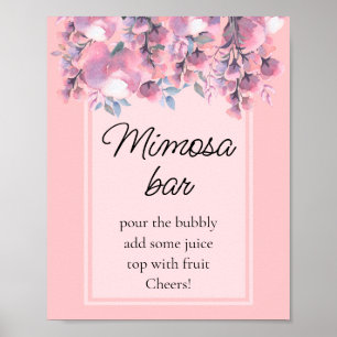 Modern höstblommig dammig rosé mimosa bar     poster