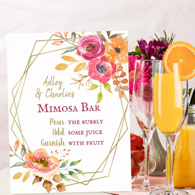 Modern höstblomsterbrunch vigsel dusch Mimosa Poster (Skapare uppladdad)