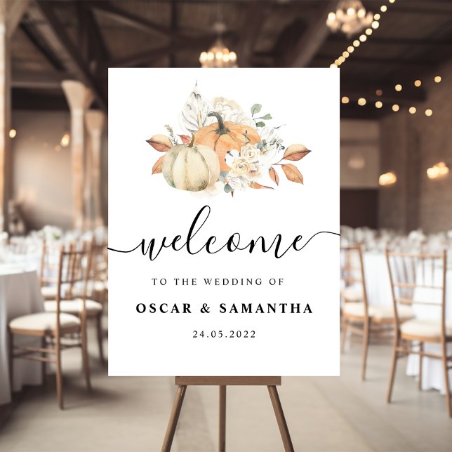 Modern höstfärgspumpor och blommor poster (Skapare uppladdad)