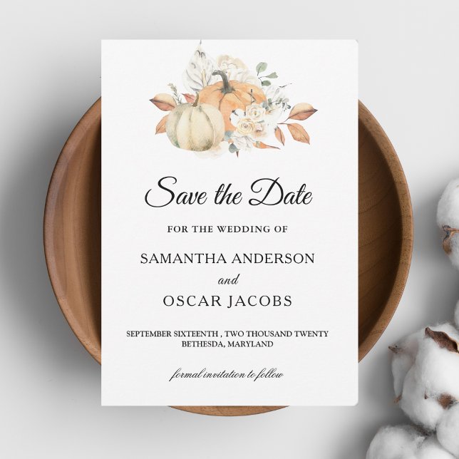 Modern höstfärgspumpor och blommor spara datumet (Skapare uppladdad)