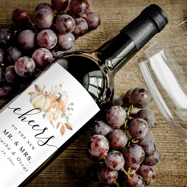 Modern höstfärgspumpor och blommor vinflaska etikett (Skapare uppladdad)