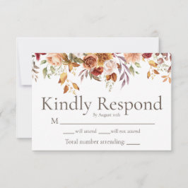 Modern höstflora bröllop RSVP-kort Tack Kort
