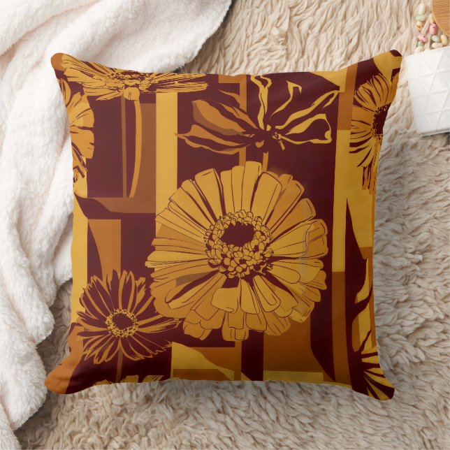 Modern höstgeometrisk blommönster kudde (Filt)