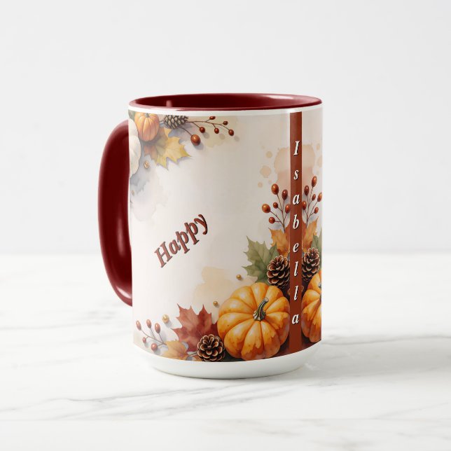 Modern höstgyllene tackgivelsesamling mugg (Framsida vänster)