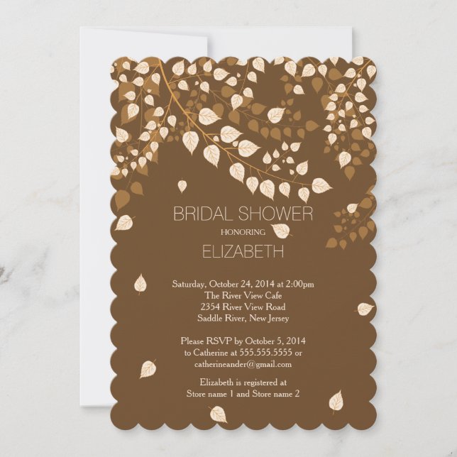 Modern hösthösten Löv Inbjudningskort för möhippan (Framsida)