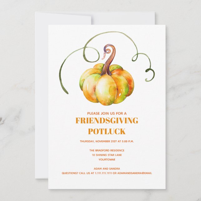 Modern hösthösthösten Pumpkin Friendsgiving  Inbjudningar (Framsida)