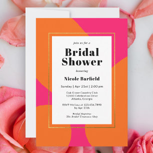 Modern Hot Pink and Orange Abstract Bridal Shower Inbjudningar