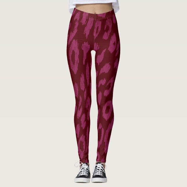 Modern hot pink dark red leggings (Framsida)