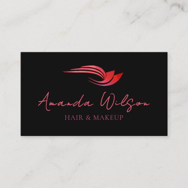 Modern Hot Pink Metallic Abstract  Visitkort (Framsida)