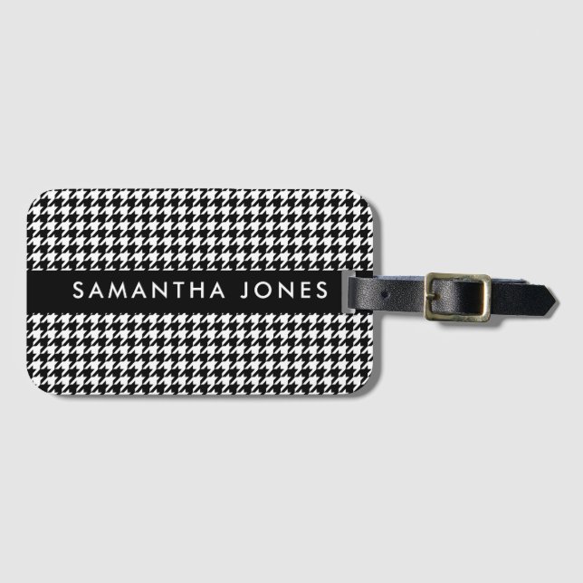 Modern Hounds Tooth Luggage Tag Bagagebricka (Framsida horisontal)