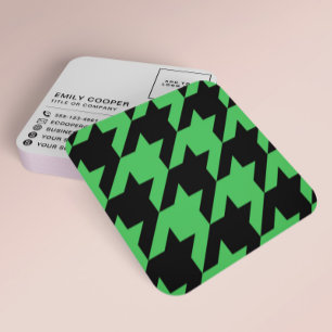 Modern Houndstooth Add Logotyp Black and Grönt Fyrkantigt Visitkort