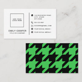 Modern Houndstooth Add Logotyp Black and Grönt Visitkort