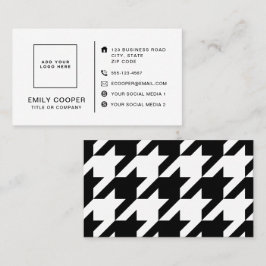 Modern Houndstooth Add Logotyp Black and White Visitkort