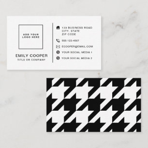 Modern Houndstooth Add Logotyp Black and White Visitkort