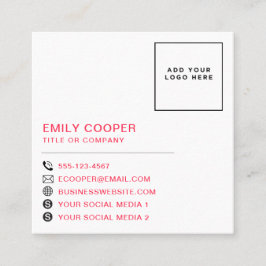 Modern Houndstooth Add Logotyp Black White Fyrkantigt Visitkort