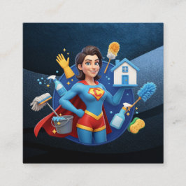 Modern House Cleaning Maid Service Housekeeping Fyrkantigt Visitkort