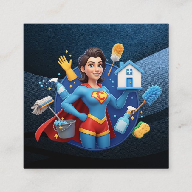 Modern House Cleaning Maid Service Housekeeping Fyrkantigt Visitkort (Framsida)