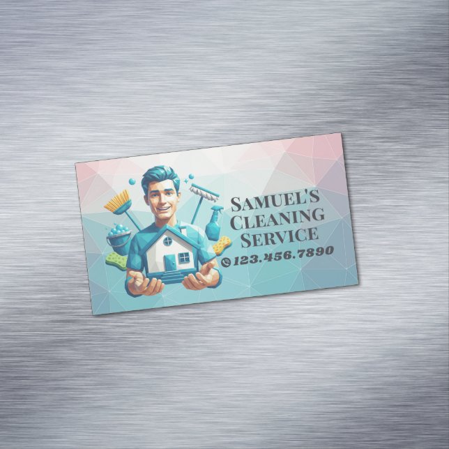 Modern House Cleaning Maid Service Housekeeping Magnetiska Visitkort (In Situ)