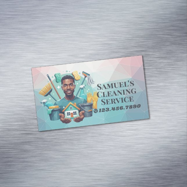 Modern House Cleaning Maid Service Housekeeping Magnetiska Visitkort (In Situ)
