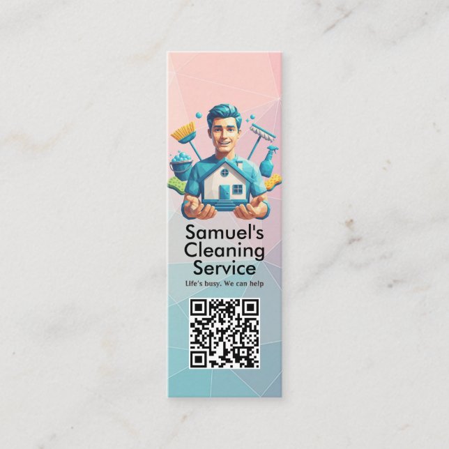 Modern House Cleaning Maid Service Housekeeping Mini Visitkort (Framsida)