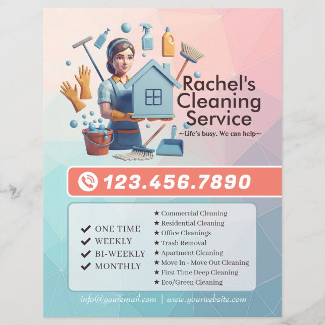 Modern House Cleaning Maid Service Housekeeping Reklamblad (Framsidan)