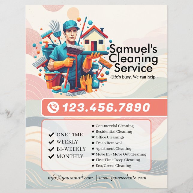 Modern House Cleaning Maid Service Housekeeping Reklamblad (Framsidan)