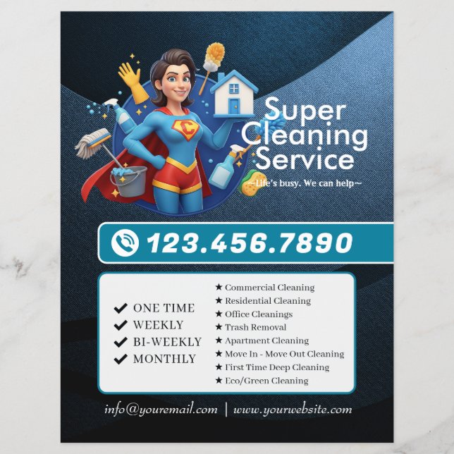 Modern House Cleaning Maid Service Housekeeping Reklamblad (Framsidan)