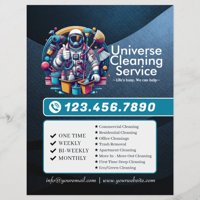 Modern House Cleaning Maid Service Housekeeping Reklamblad (Framsidan)