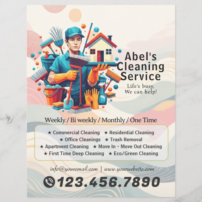 Modern House Cleaning Maid Service Housekeeping Reklamblad (Framsidan)