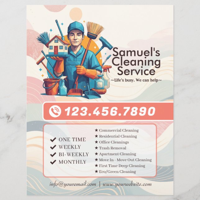 Modern House Cleaning Maid Service Housekeeping Reklamblad (Framsidan)