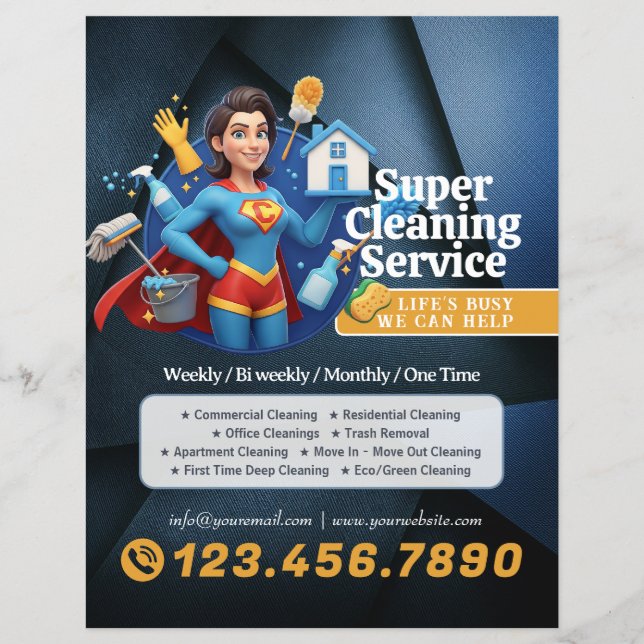 Modern House Cleaning Maid Service Housekeeping Reklamblad (Framsidan)