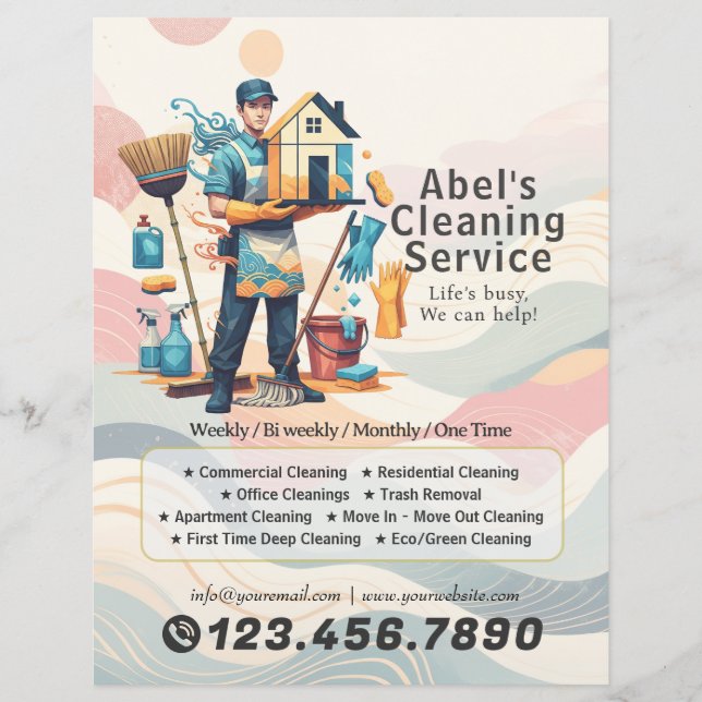 Modern House Cleaning Maid Service Housekeeping Reklamblad (Framsidan)