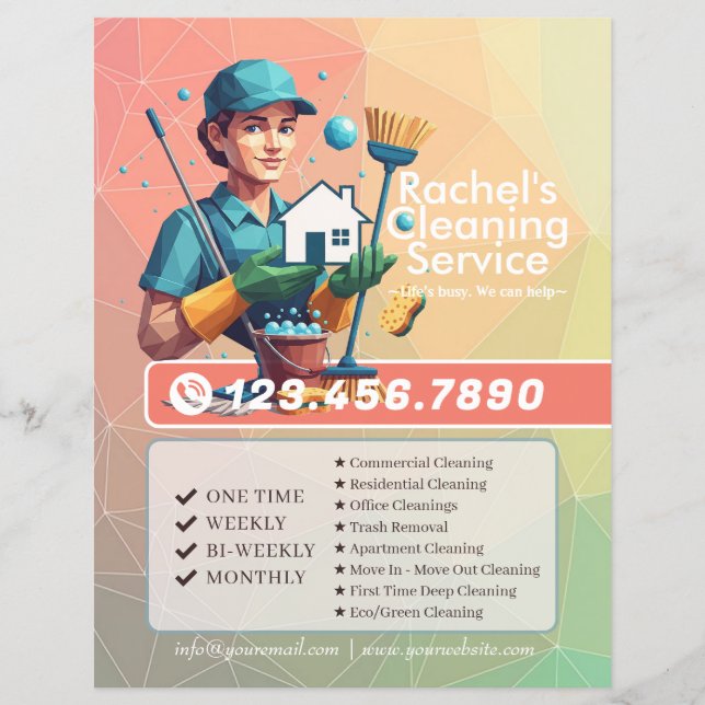 Modern House Cleaning Maid Service Housekeeping Reklamblad (Framsidan)
