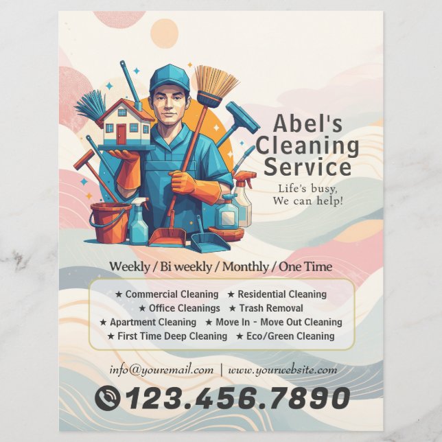 Modern House Cleaning Maid Service Housekeeping Reklamblad (Framsidan)