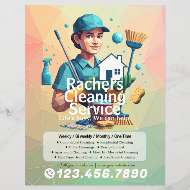 Modern House Cleaning Maid Service Housekeeping Reklamblad (Framsidan)