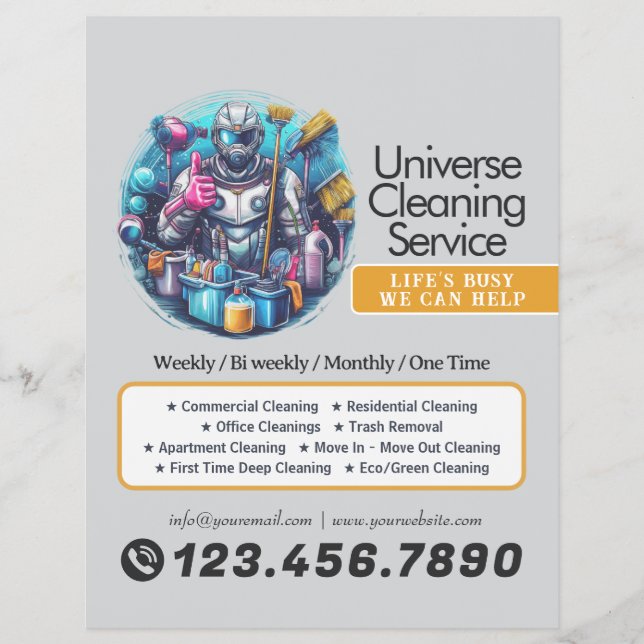 Modern House Cleaning Maid Service Housekeeping Reklamblad (Framsidan)
