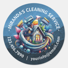 Modern House Cleaning Maid Service Housekeeping Runt Klistermärke
