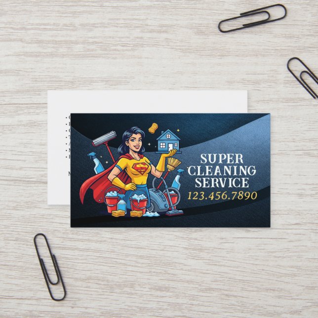 Modern House Cleaning Maid Service Housekeeping Visitkort (Fram/Back In Situ)