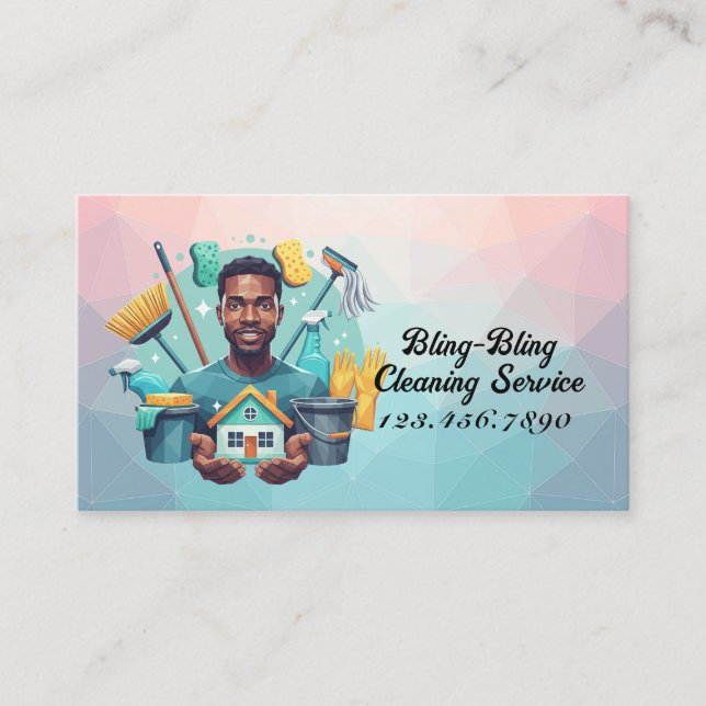 Modern House Cleaning Maid Service Housekeeping Visitkort (Framsida)