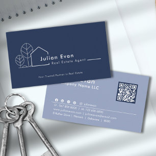 Modern House Logotyp Navy Blue Real Gods Agent Visitkort