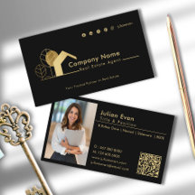Modern House Logotyp Photo Black och Guld Realtor