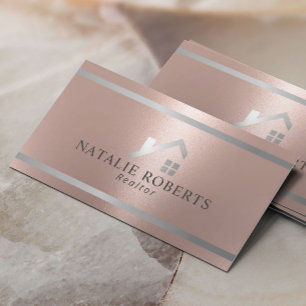 Modern House Logotyp Real Gods Realtor Ro Guld Visitkort