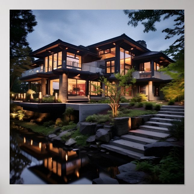 Modern House med Vatten Feature Poster (Framsidan)