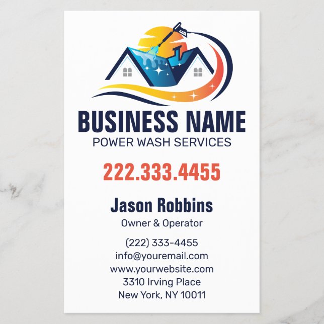 Modern House Power Wash Cleaning Services Flygblad (Framsidan)