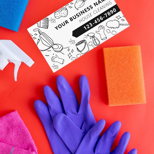 Modern House Städning Household Janitorial Visitkort (Modern House Cleaning Housekeeping Janitorial Business Card)