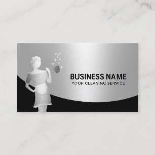 Modern House Städning Maid Elegant Silver Visitkort