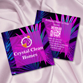Modern House Städning Maid Logotyp QR-kod Fyrkantigt Visitkort