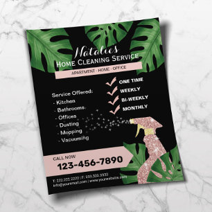 Modern House Städning Maid Service Botanical Flygblad