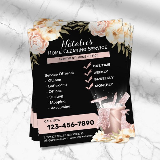 Modern House Städning Maid Service Classy-Blommigt Flygblad (Skapare uppladdad)